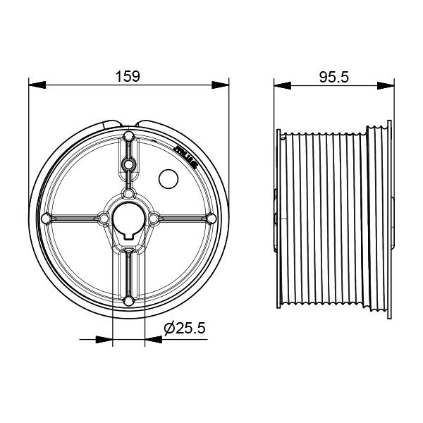 Seiltrommel Normalsystem Aluminium 1" Länge 95,5 mm