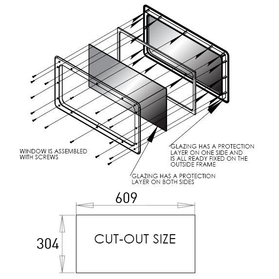 Sektionaltor Fenster 636x334mm, für 38-40mm Sektion