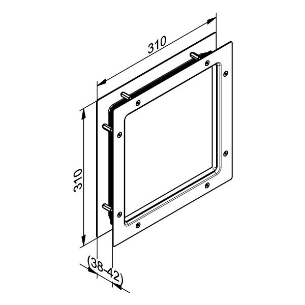 Sektionaltor Fenster Edelstahl 310 x 310 mm