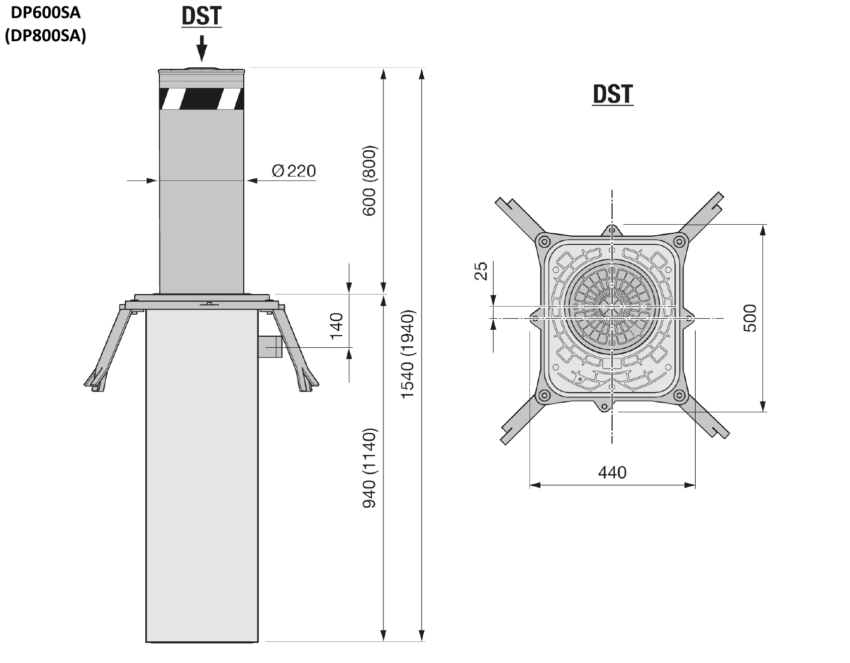 Berner DP800SA Halbautomatischer Versenkbarer Absperrpoller