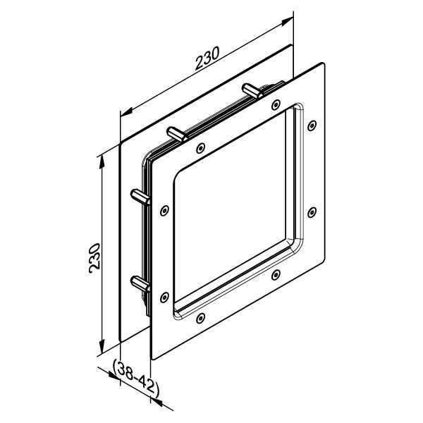 Sektionaltor Fenster Edelstahl 230 x 230 mm