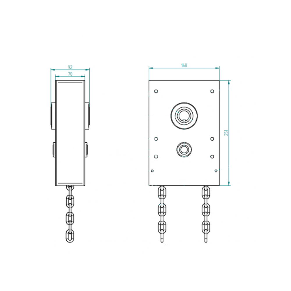 Haspelkettenantrieb 1:4, inkl. 8 m Kette direkt auf Welle