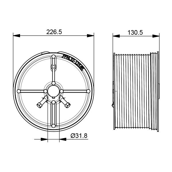 Seiltrommel Normalsystem Aluminium 1-1/4" Länge: 130,5mm