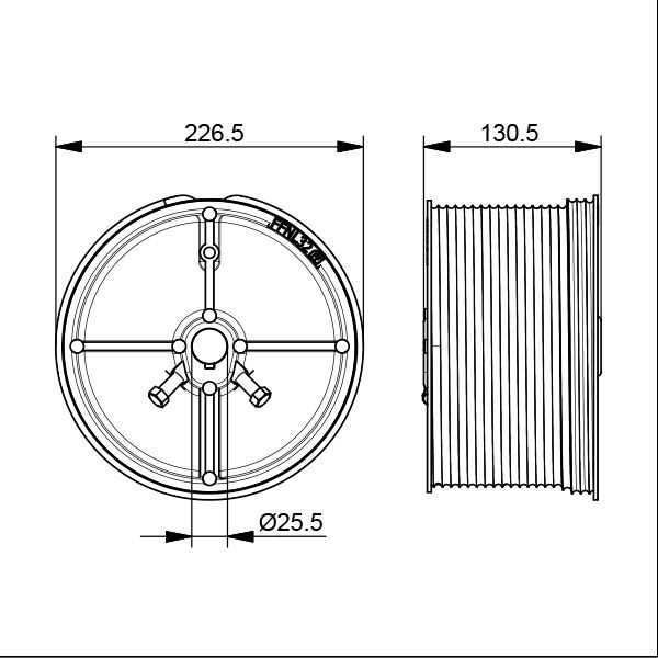 Seiltrommel Normalsystem Aluminium 1" Länge: 130,5mm
