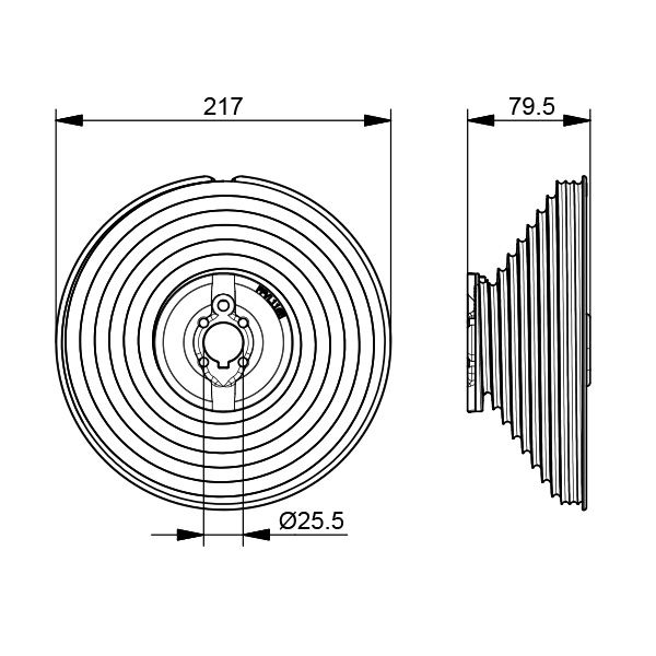 Seiltrommel vertikales System Aluminium 1" Länge: 79,5mm
